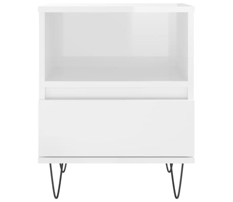 vidaXL Mesita de noche madera contrachapada blanco brillo 40x35x50 cm