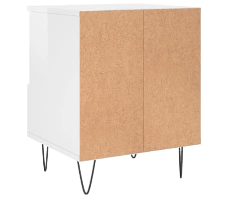 vidaXL Mesita de noche madera contrachapada blanco brillo 40x35x50 cm