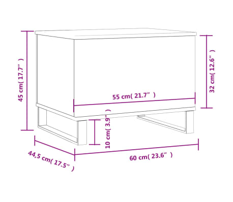 vidaXL Mesa de centro madera contrachapada blanco brillo 60x44,5x45 cm