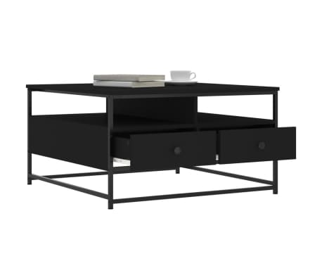 vidaXL Mesa de centro madera de ingeniería negro 80x80x45 cm