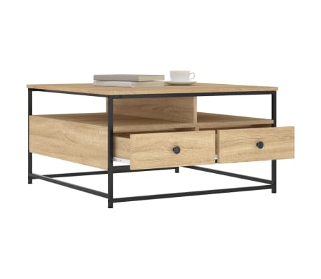 vidaXL Mesa de centro madera de ingeniería roble Sonoma 80x80x45 cm