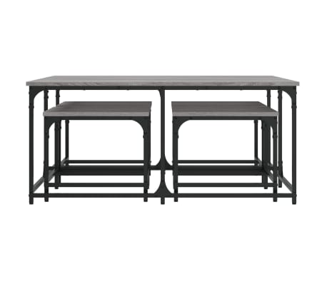 vidaXL Mesas de centro apilables 5 pzas madera ingeniería gris Sonoma