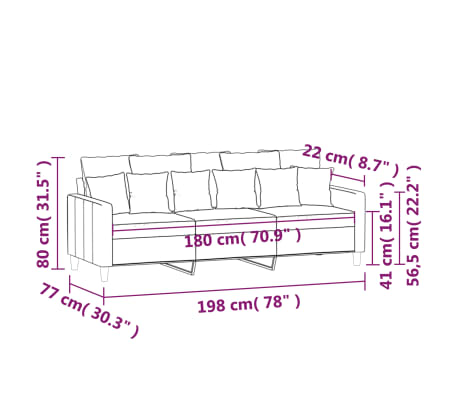vidaXL Sofá de 3 plazas terciopelo verde oscuro 180 cm