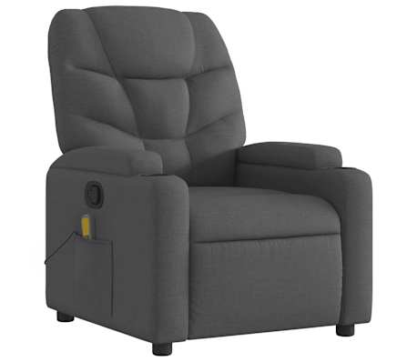 vidaXL Sillón de masaje reclinable de tela gris oscuro