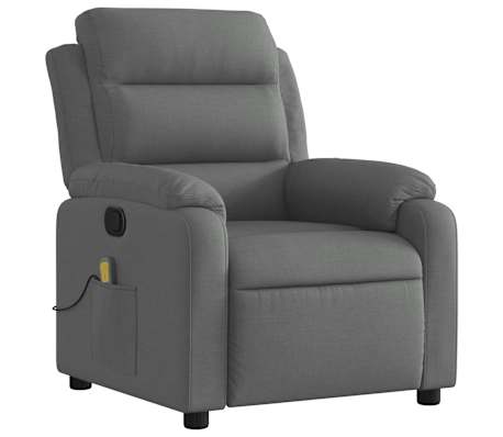 vidaXL Sillón de masaje reclinable de tela gris oscuro