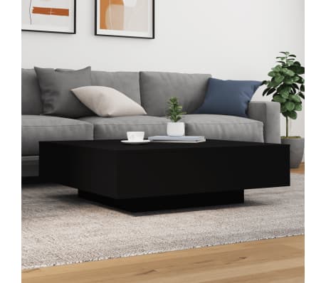 vidaXL Table basse avec lumières LED noir 100x100x31 cm