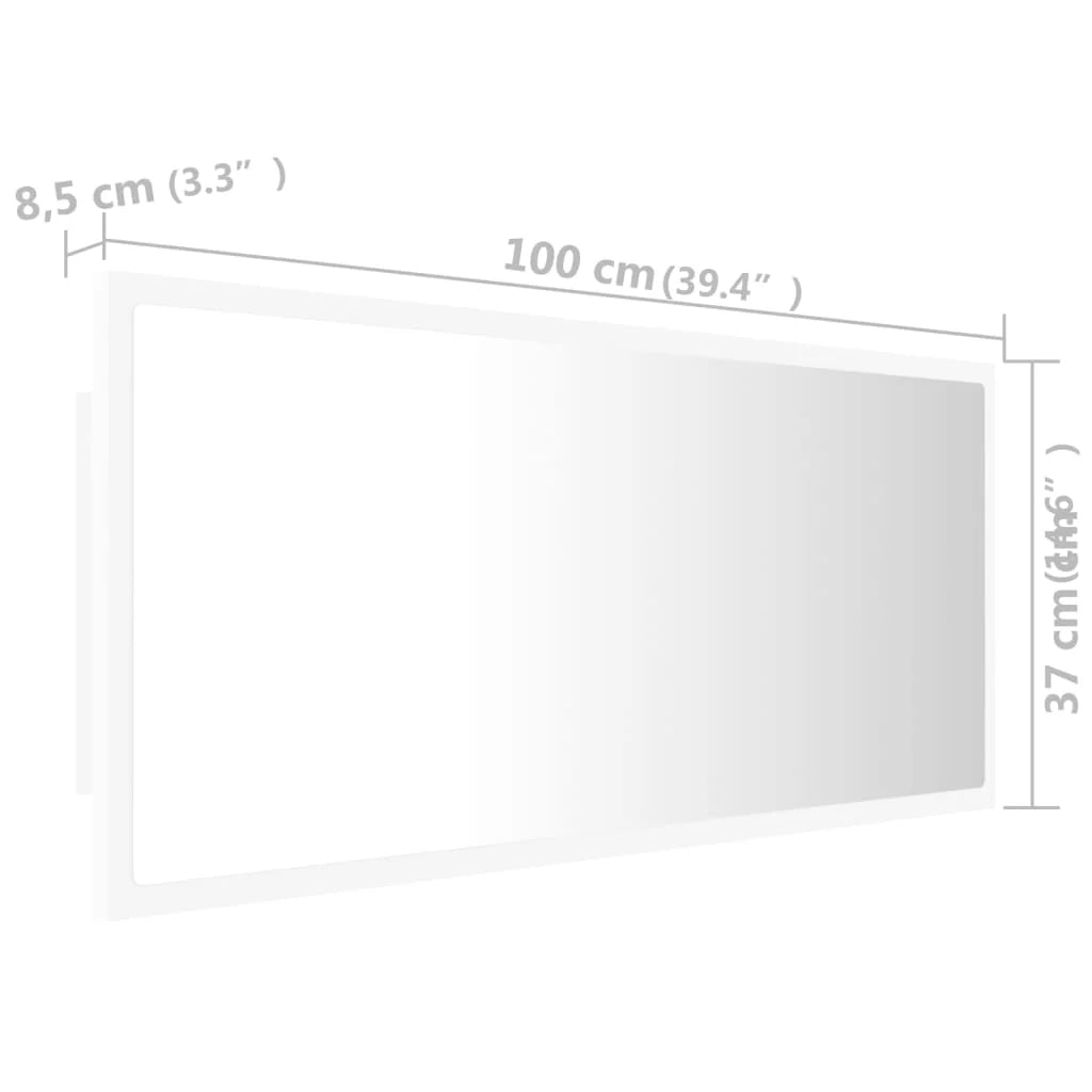 vidaXL Miroir de salle de bain LED en acrylique blanc 100x8,5x37 cm