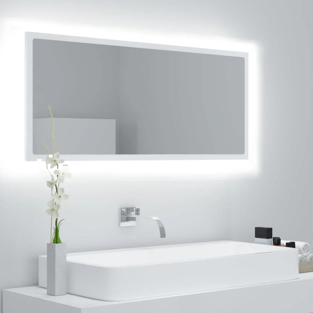 vidaXL Miroir de salle de bain LED en acrylique blanc 100x8,5x37 cm