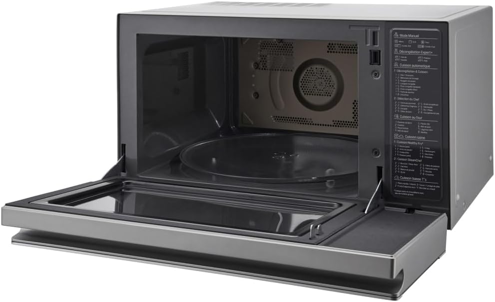 LG MJ3965ACS - Four à micro-ondes, 4 en 1, affichage numérique, 39 litres et 1100 W, micro-ondes avec Smart Inverter et fonction EasyClean, cuisson rapide, maintien de la saveur, couleur noir et acier