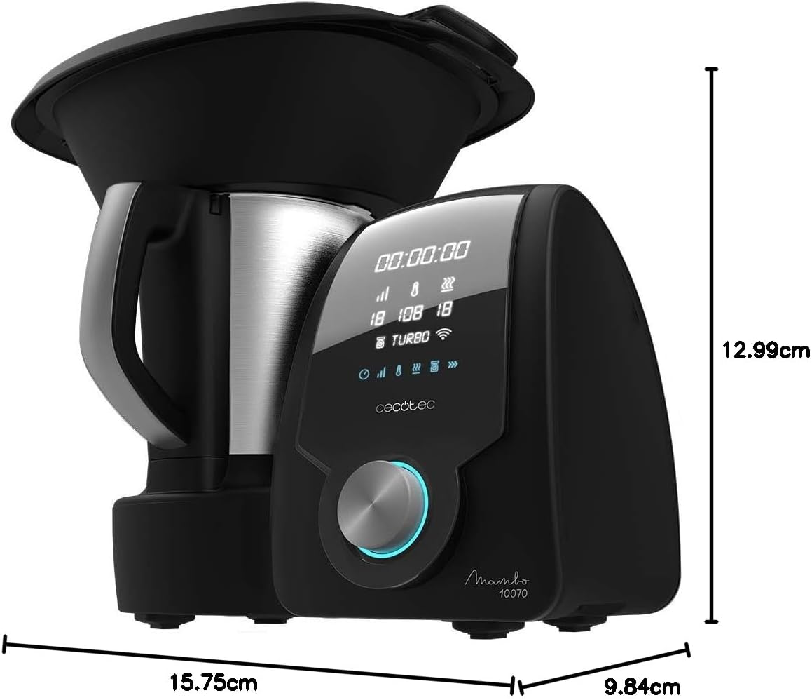 Robot de cuisine multifonction Cecotec Mambo 10070. 1700 W, APP, cuillère MamboMix, 30 fonctions, balance intégrée, pichet en acier inoxydable de 3,3 L, passe au lave-vaisselle