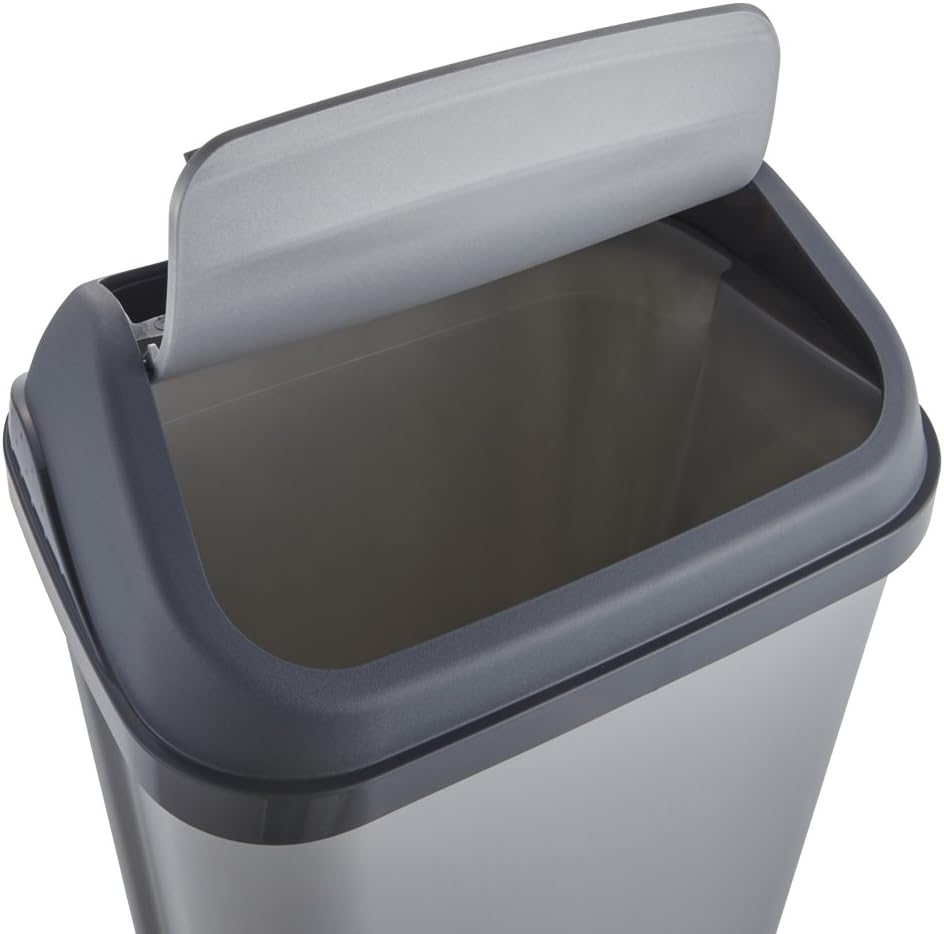 Keeper Poubelle avec Couvercle Basculant, 50 L, Swantje, Argent