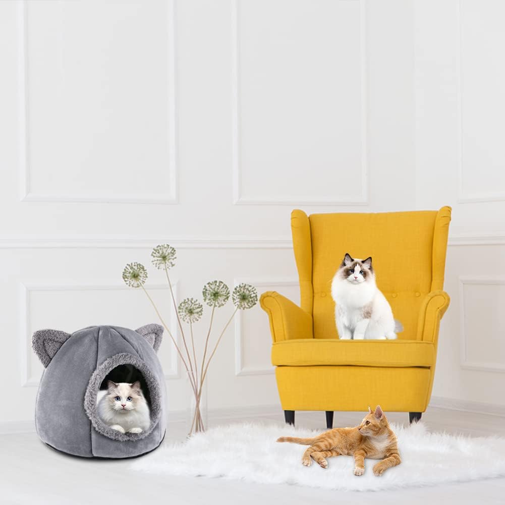 Lit grotte pour chat, tente moelleuse, maison grotte pour chat,...