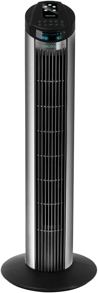 Ventilateur tour numérique Cecotec avec minuterie et télécommande EnergySilence 890 Skyline. 50 W, 30'' (76cm) de hauteur, Oscillation, Moteur en cuivre, 3 vitesses, 3 modes, Noir