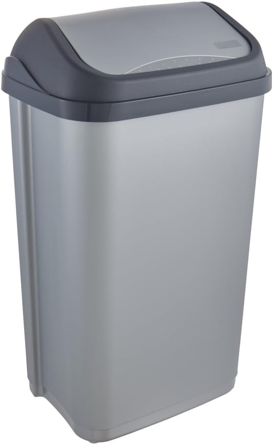 Keeper Poubelle avec Couvercle Basculant, 50 L, Swantje, Argent