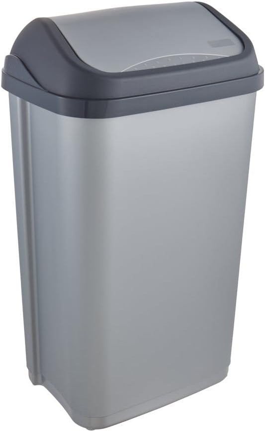 Keeper Poubelle avec Couvercle Basculant, 50 L, Swantje, Argent