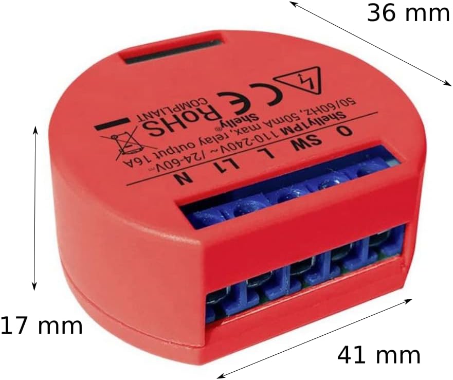 Shelly Commutateur relais Wi-Fi 1PM avec wattmètre pour contrôle de...