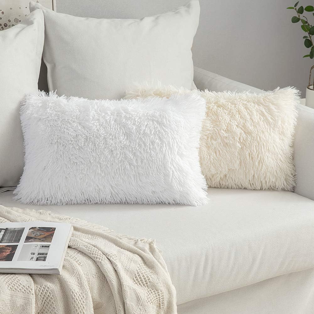MIULEE Housse de Coussin en Peluche pour canapé, taie d'oreiller en...