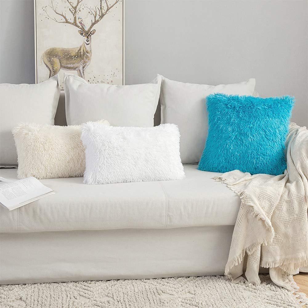 MIULEE Housse de Coussin en Peluche pour canapé, taie d'oreiller en...