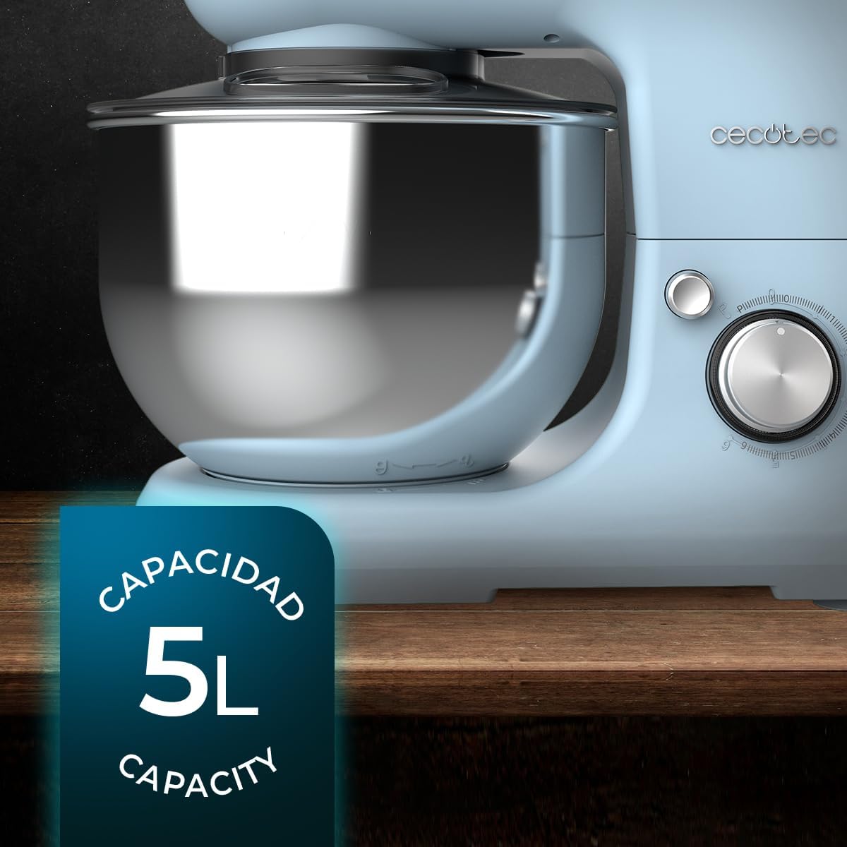 Cecotec Mélangeur Pétrisseur Cecomixer Merengue 5L 1200 Bleu. 1200 W...