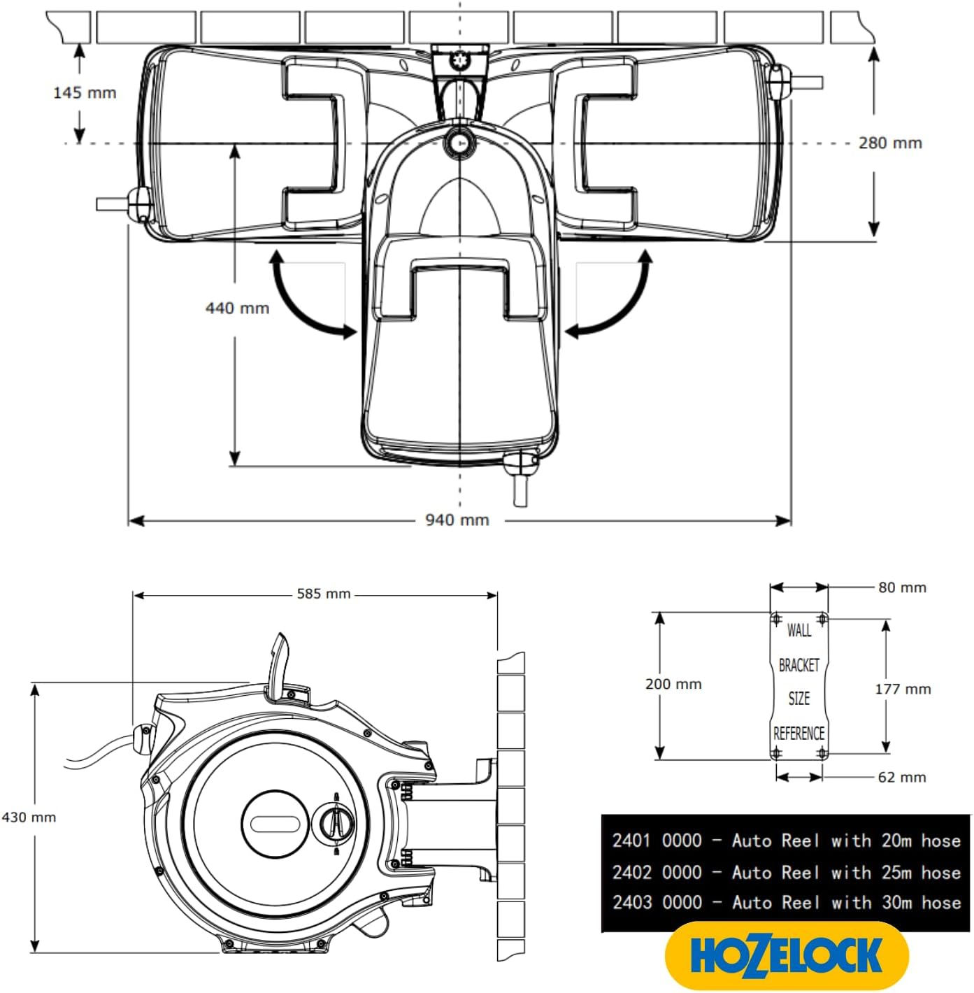 Hozelock Tuyau AutoReel 30 m, standard, 2403 0000