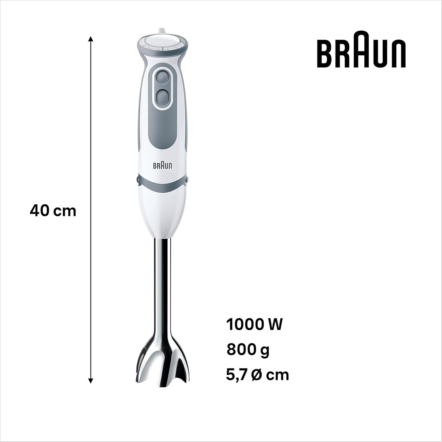 Braun Minipimer 5245 Mixeur plongeant, 1000 W, 21 vitesses, fonction...