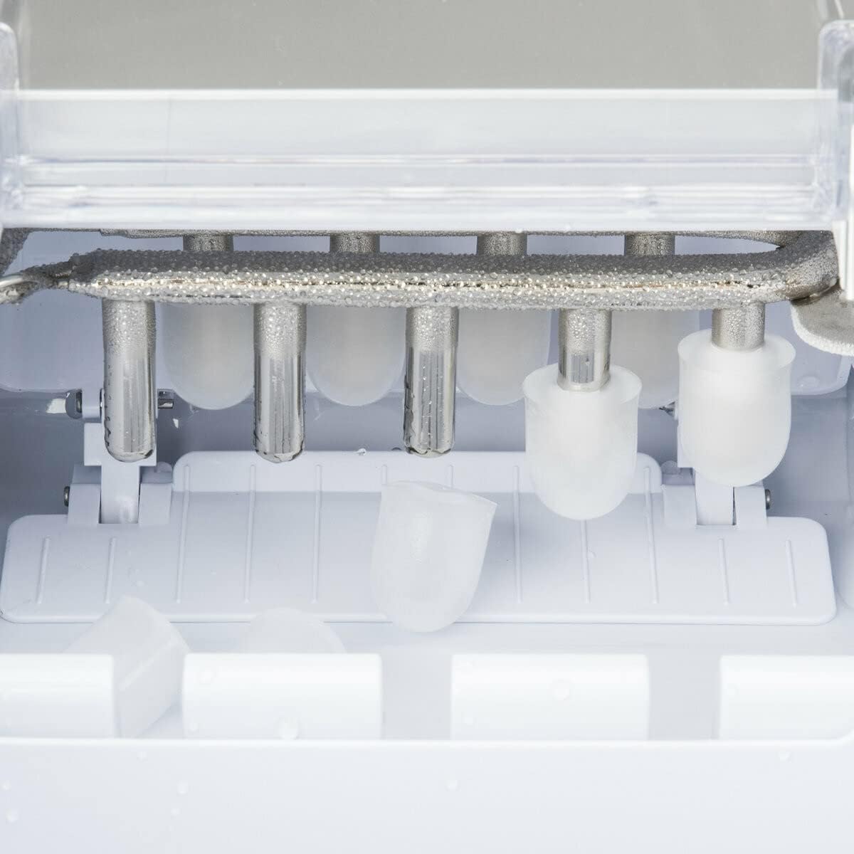Machine à glaçons H.Koenig KB14, puissance 120 W, 12 kg par jour, cycle de production 10/13 min, 2 tailles de cubes, capacité du bac à eau 2,1 L, écran LCD, acier inoxydable, gris