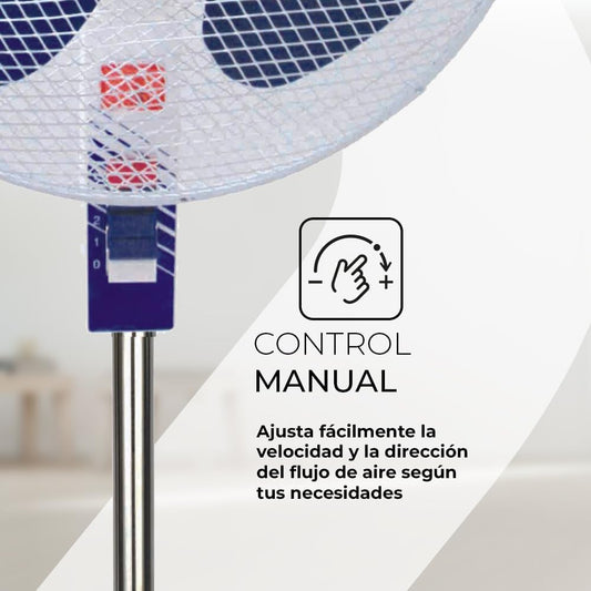 Ventilateur sur pied Svan Blanc et bleu SVP401600OBA. 3 vitesses, 3...