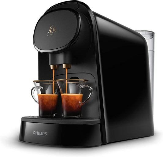 Philips L'Or Barista Original - Cafetière expresso à capsules, 19 bars de pression, pour capsule simple et double, double sortie pour 1 ou 2 tasses, kit de dégustation inclus, noir (LM8012/60)