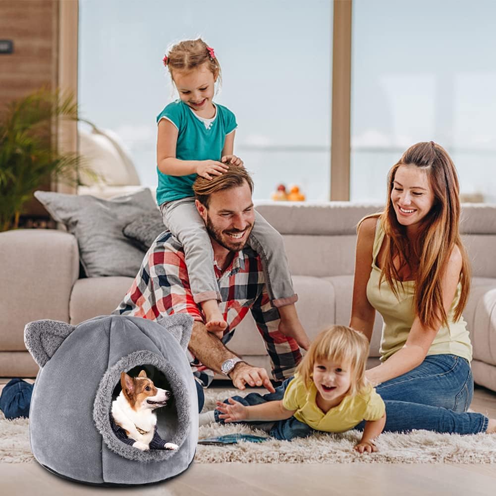 Lit grotte pour chat, tente moelleuse, maison grotte pour chat,...