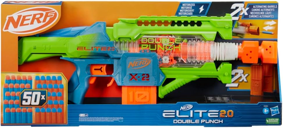 Nerf Elite 2.0 - Lanceur motorisé double punch - 50 fléchettes - 2...