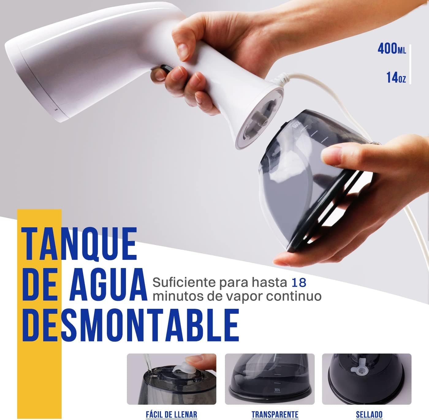 Rolipo Fer à vapeur vertical, fer à vapeur 400 ml, brosse à vapeur anti-rides pour la maison, le bureau, les voyages