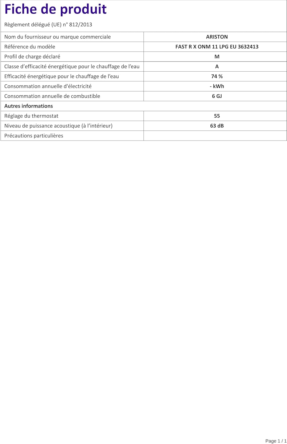 Ariston Fast RX - Chauffe-eau Butane 11L/min Chauffage atmosphérique...