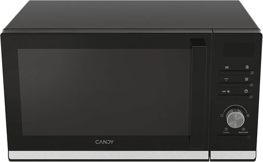 Candy Moderna CMGA23TNDB, Micro-ondes avec Grill, 23 L, 1400 W, 6 niveaux de puissance, Numérique, 8 fonctions, Verrouillage de sécurité, Plaque 27 cm, Grille, Autonettoyant, App hOn, Noir