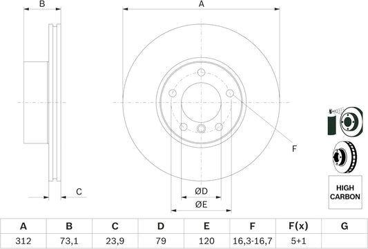 Bosch BD1248 Disques de frein Essieu avant Certification ECE-R90 1...