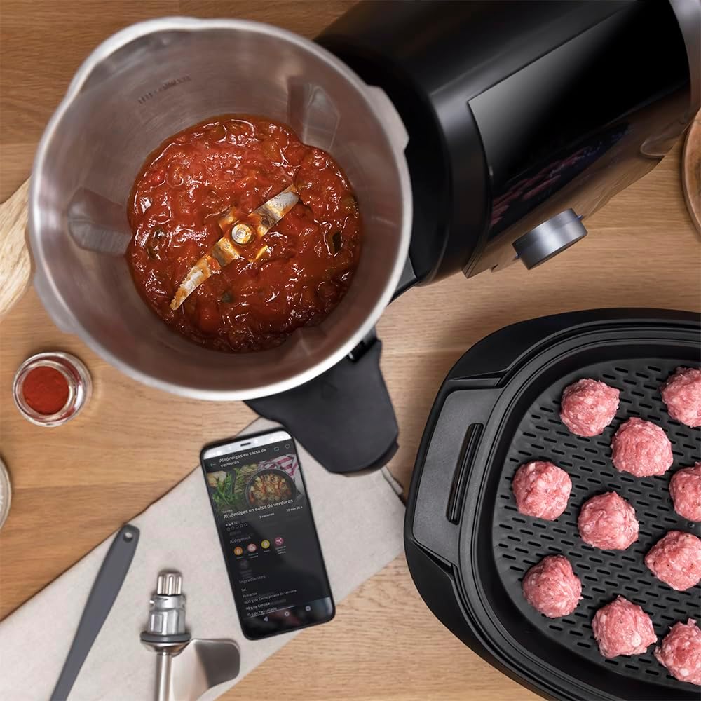 Robot de cuisine multifonction Cecotec Mambo 10070. 1700 W, APP, cuillère MamboMix, 30 fonctions, balance intégrée, pichet en acier inoxydable de 3,3 L, passe au lave-vaisselle