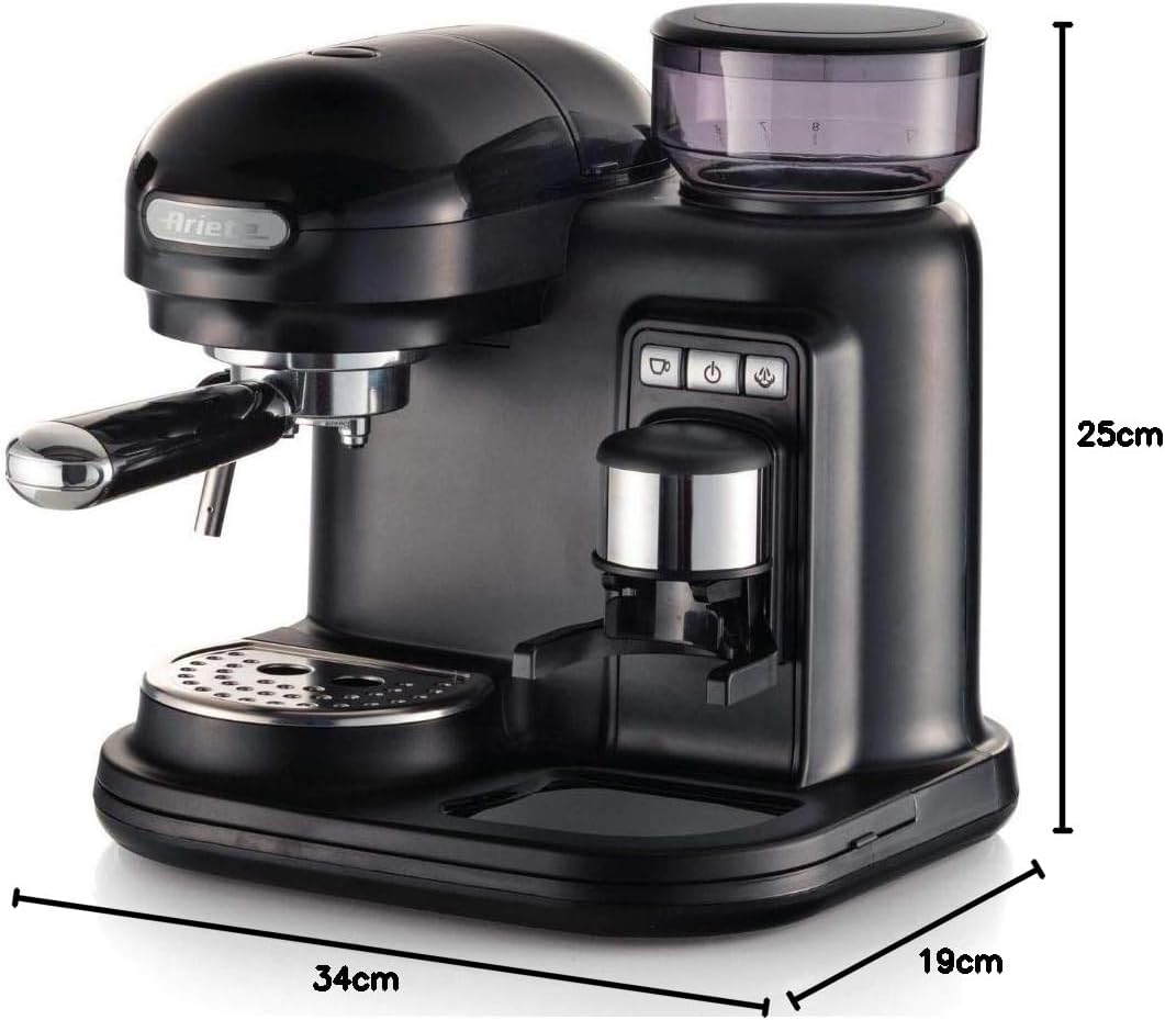 ARIETE 1318/02 CAFETIÈRE EXPRESSO MODERNE AVEC MOULIN À CAFÉ INTÉGRÉ...