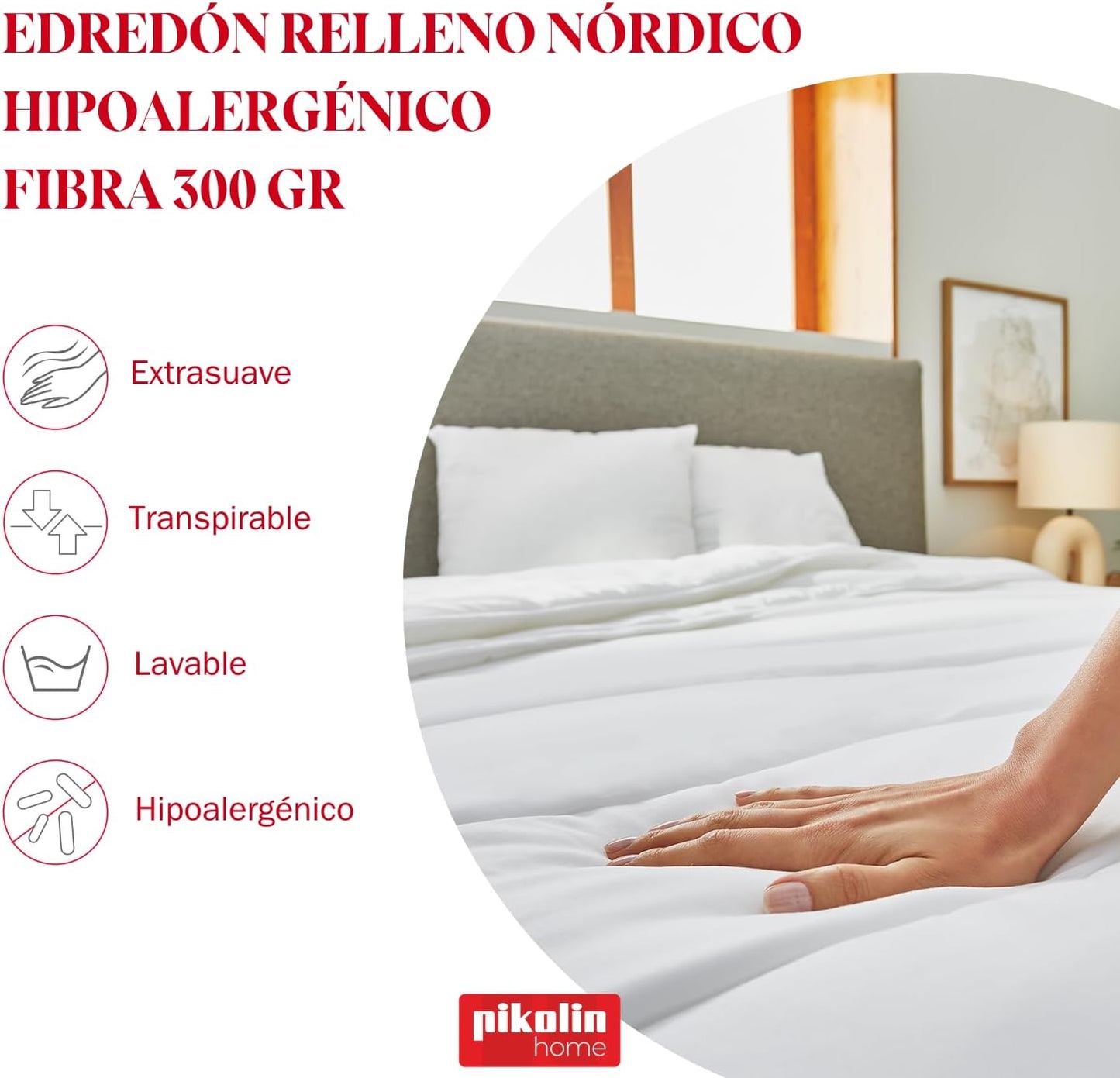 Pikolin Home Couette Automne Hiver Anti-Acariens en Fibre 300 gr,...