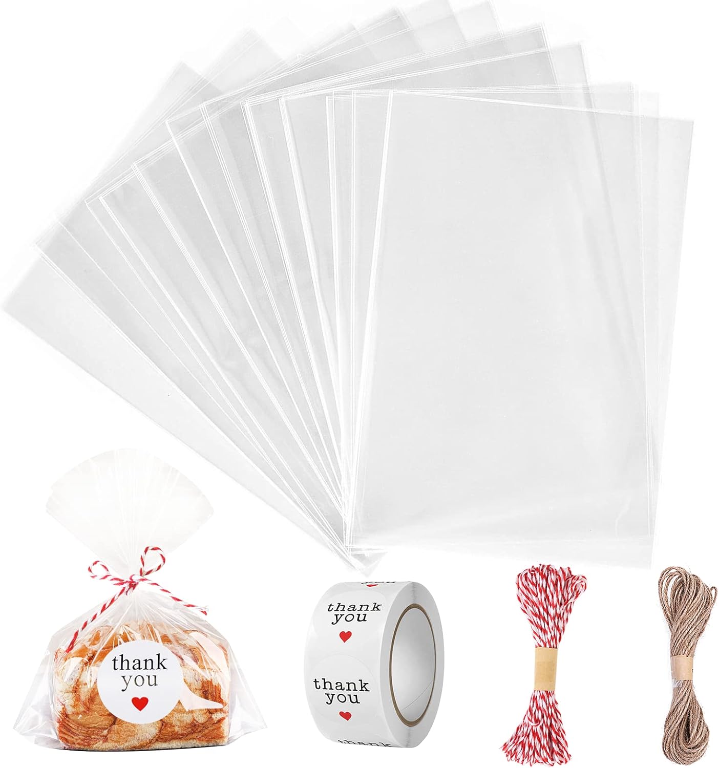 Carehabi 200PC Sacs en Plastique Cellophane Transparent Sacs en...