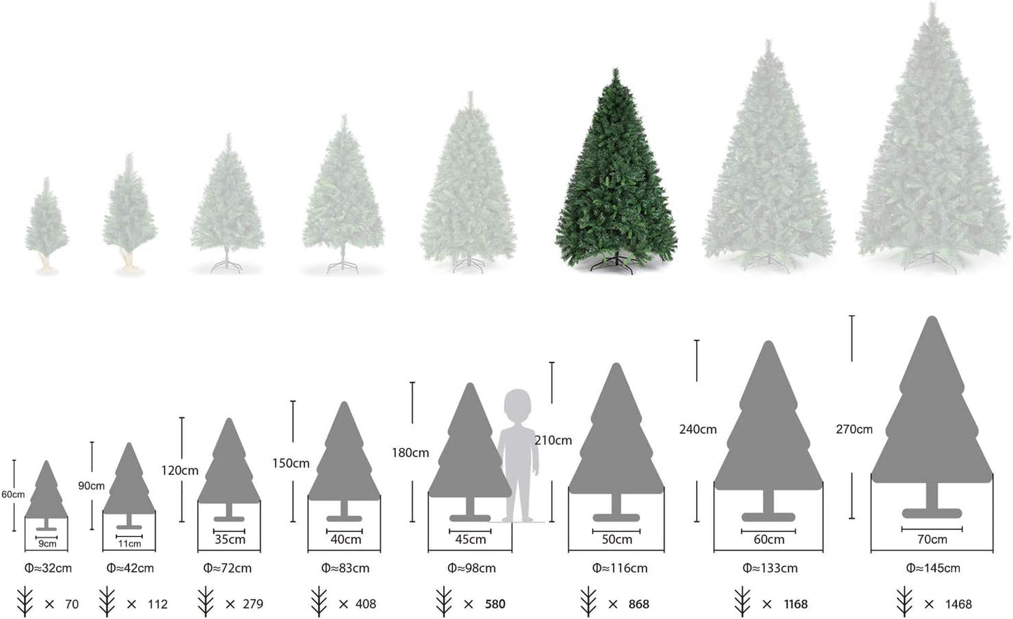 SALCAR Sapin de Noël Artificiel 210 cm, Sapin de Noël avec Gants et...