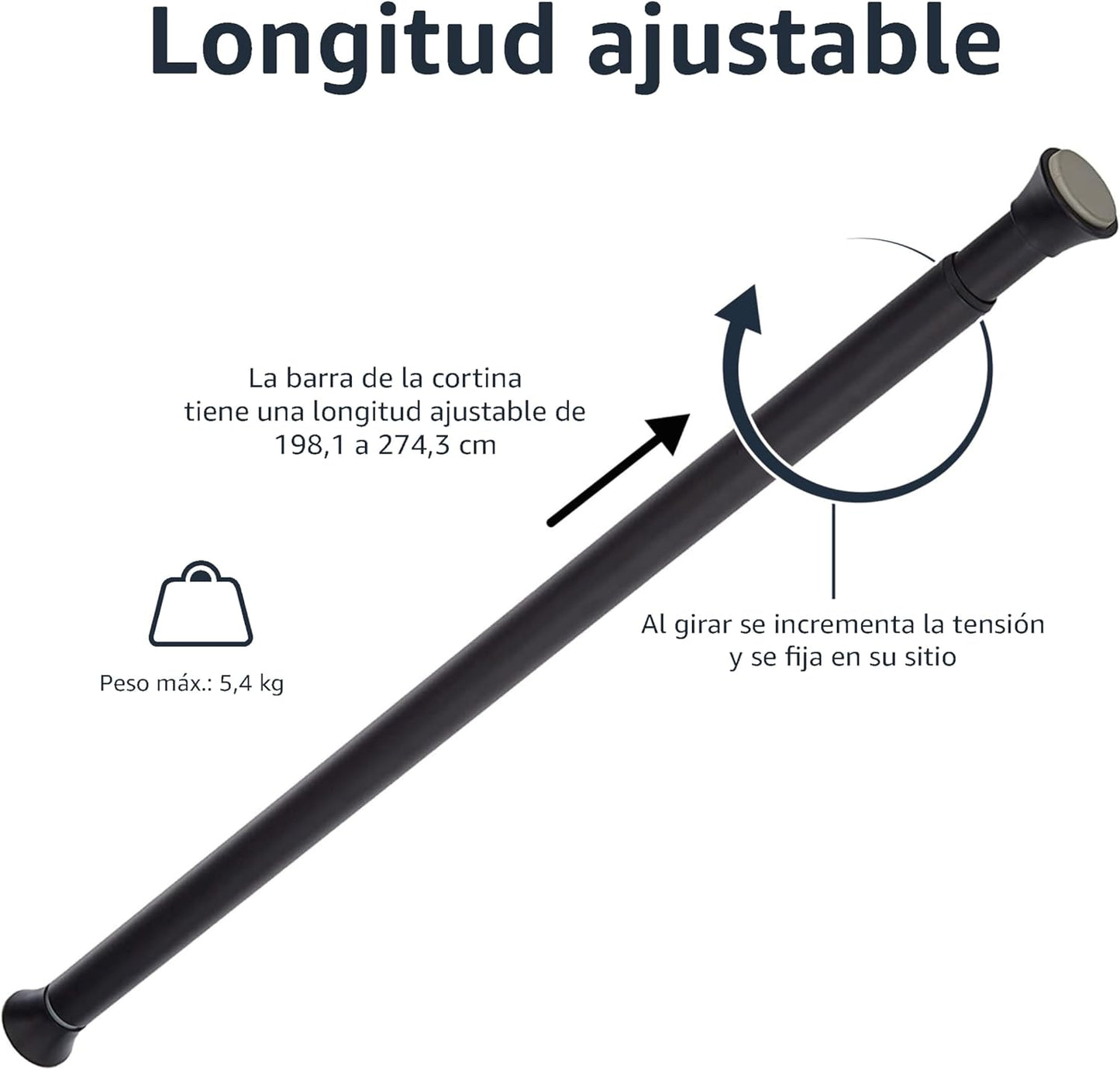 Amazon Basics Tringle de tension pour rideau de douche ou cadre de...