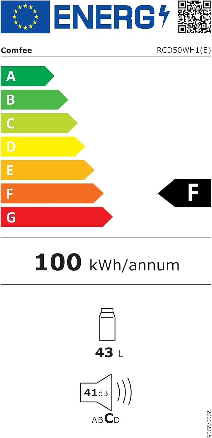 COMFEE' RCD50WH1(E) Réfrigérateur de bureau à une porte de 43 L pour...