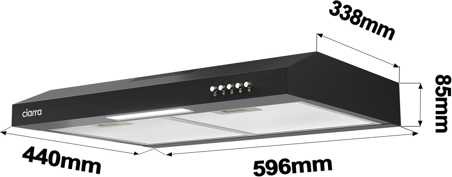 CIARRA CBCB6903D Hotte aspirante 60 cm Cuisine Classe A+ Hotte...