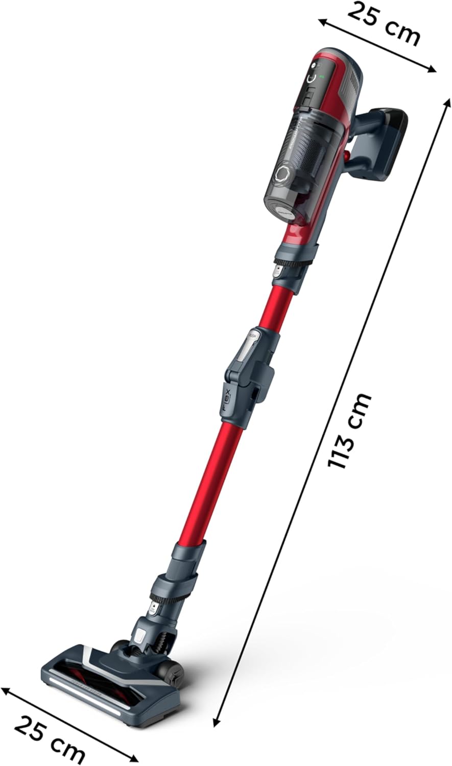 Rowenta XPert 6.60 Flex RH6471 - Aspirateur balai sans fil, avec 3 fonctions en 1, autonomie de 45 minutes, batterie lithium, tube flexible, accès facile aux différentes surfaces, Noir/Rouge