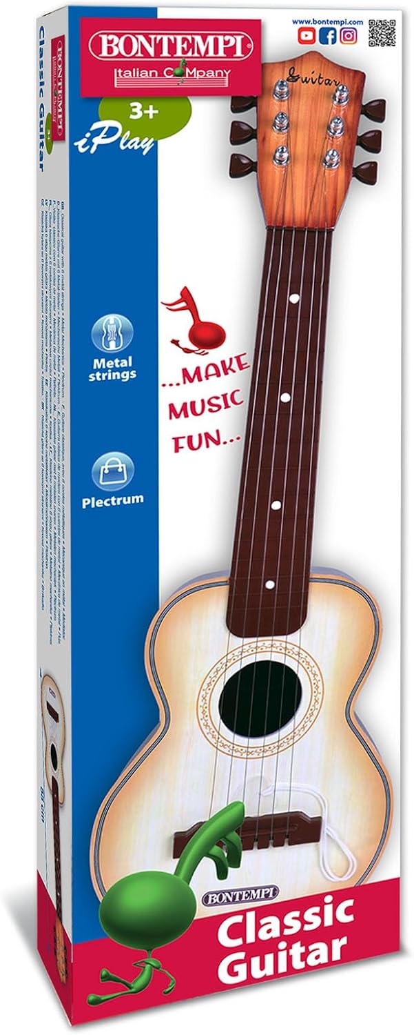 Bontempi 20 5510 Klassische-Gitarre mit 6 Metal-Saiten, Holz, L