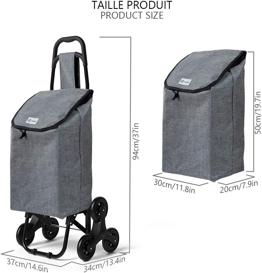 VOUNOT Caddie à 6 Roues pour Monter Les Escaliers, Caddie Pliable,...