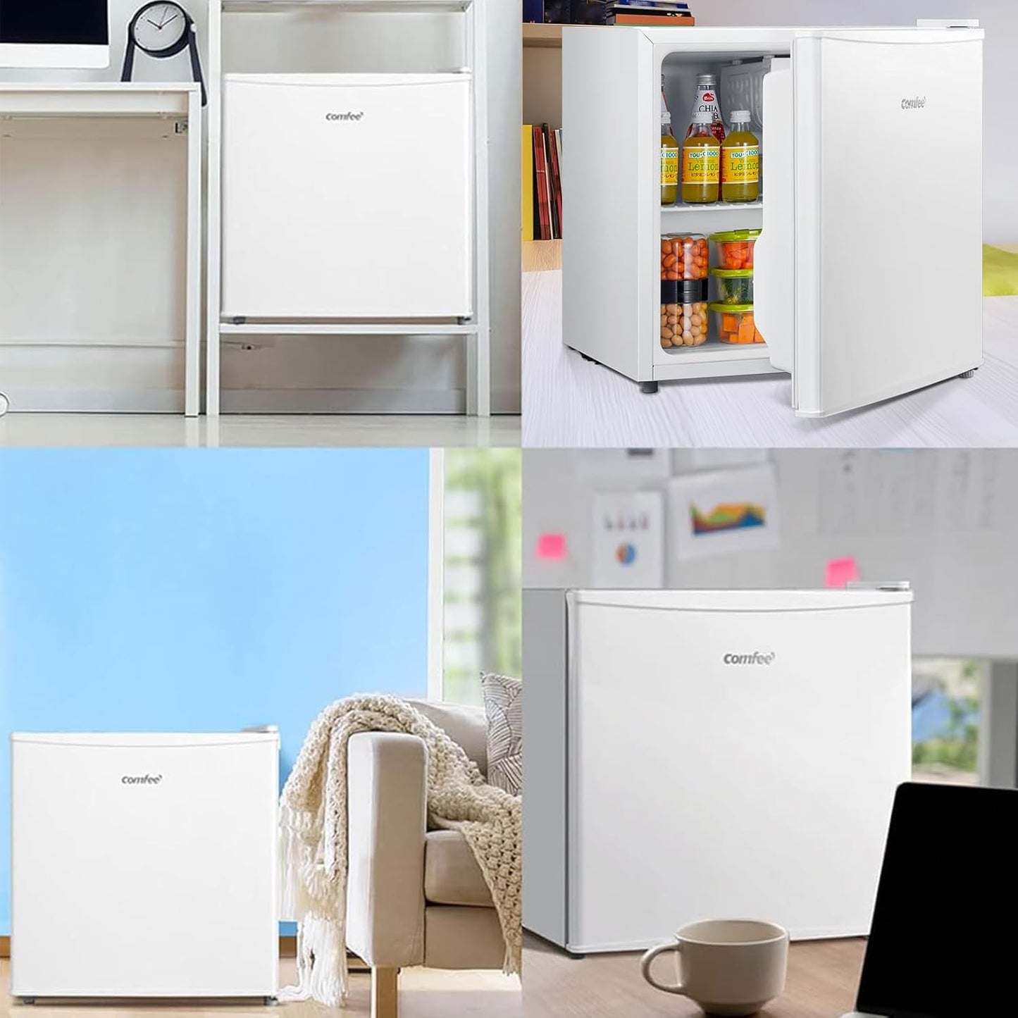 Comfee' RCD50WH2(E) Mini réfrigérateur bar, petit silencieux, mono porte, pour applications en hôtel, maison, bureau, 43 L, blanc, 47,2 x 45 x 49,2 cm