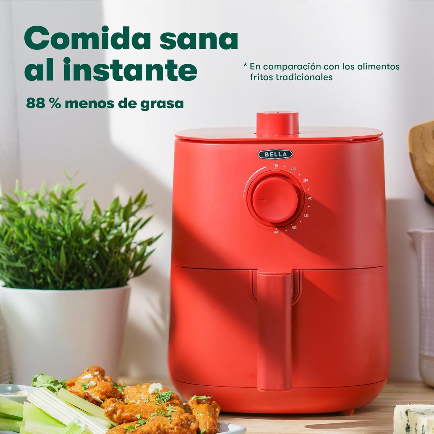 BELLA Friteuse à air 3 L, sans préchauffage, sans huile, poêle...
