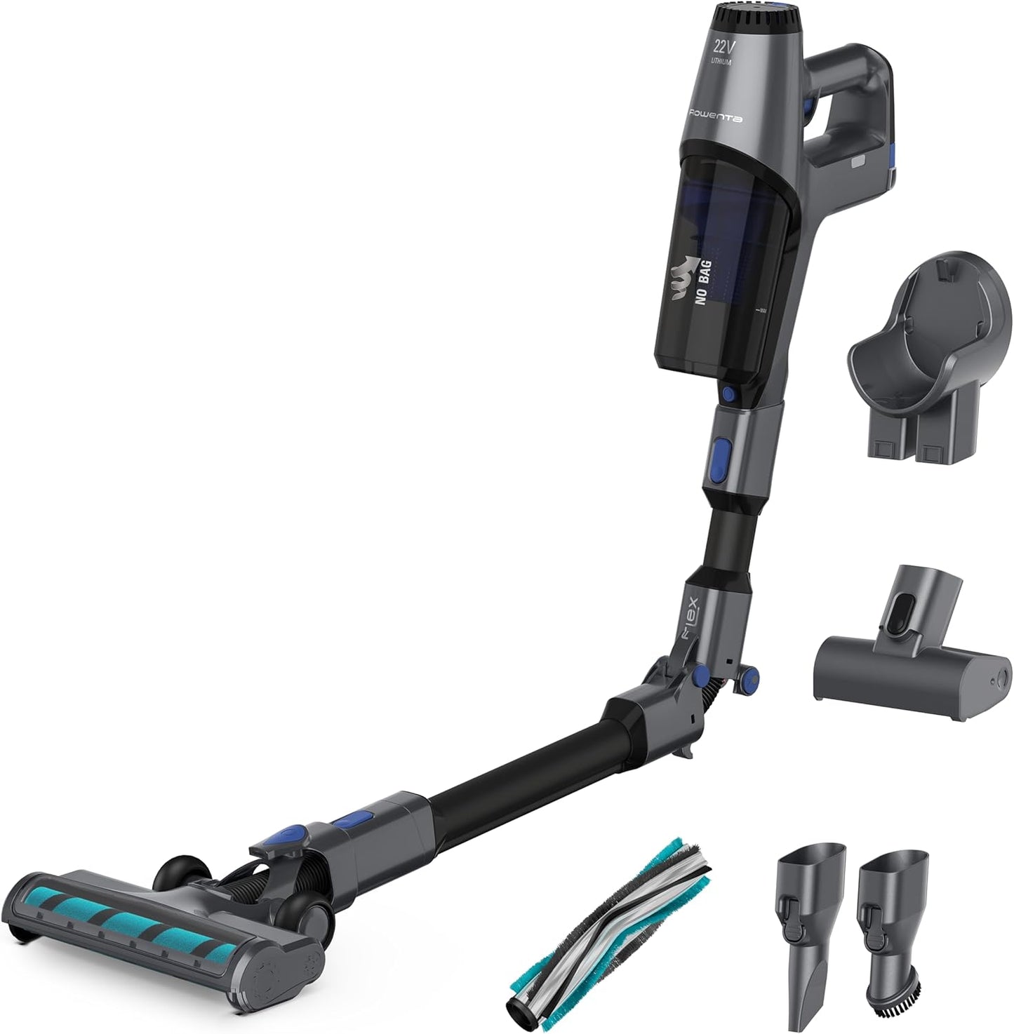 Rowenta XPert 3.60 Flex RH6971 - Aspirateur balai sans fil, avec 3 fonctions en 1, autonomie 45 minutes, batterie lithium, tube flexible, accès facile du sol au plafond