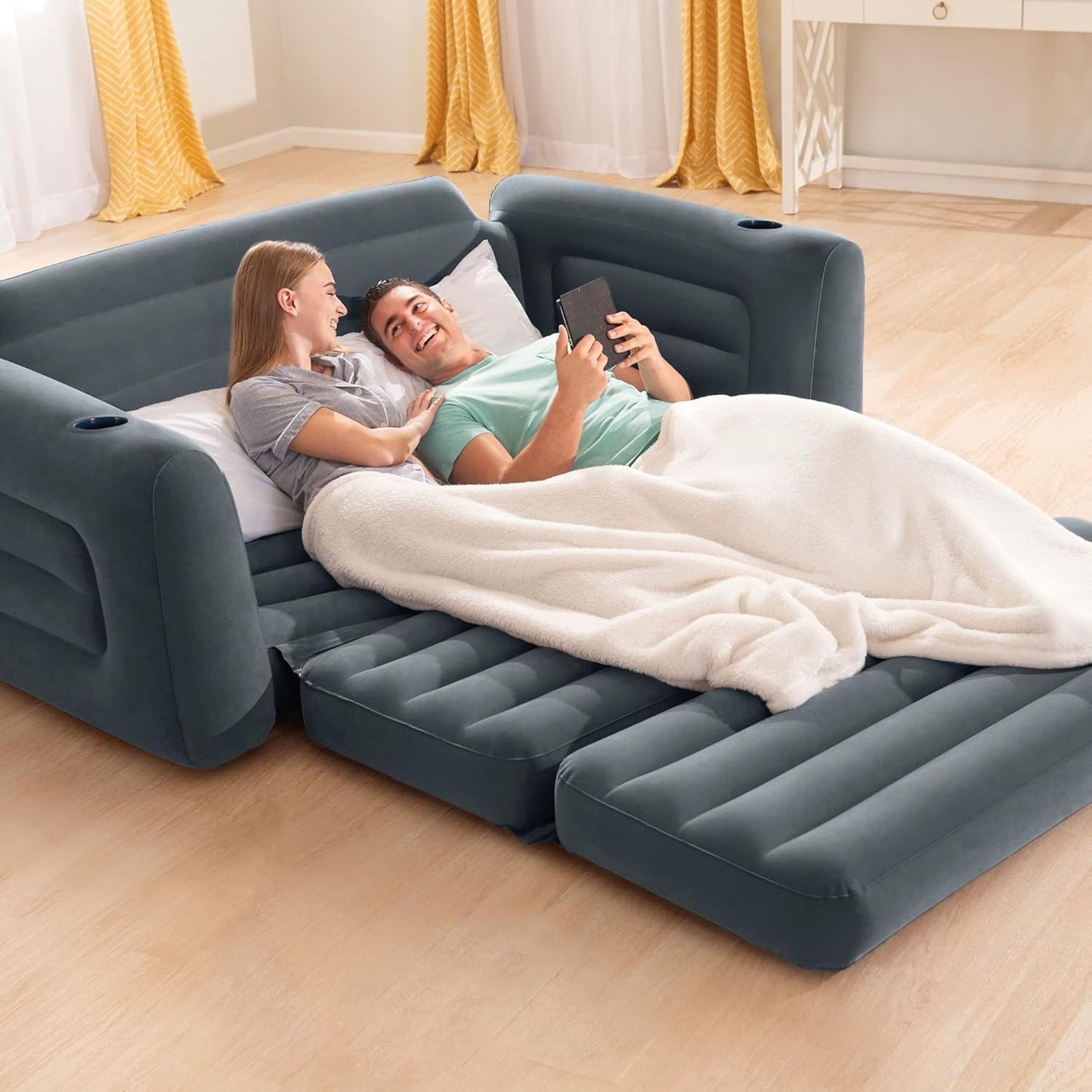 Intex 66552 Canapé 203 x 231 x 66 cm, Noir