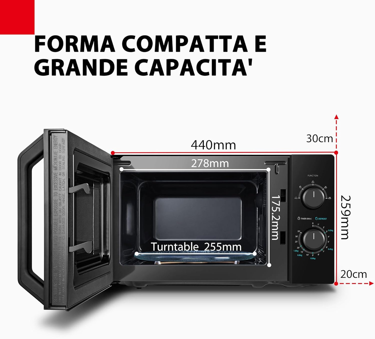 Toshiba MW2-MM20P(BK) - Four à micro-ondes, 20 l, 800 W, 5 niveaux de...